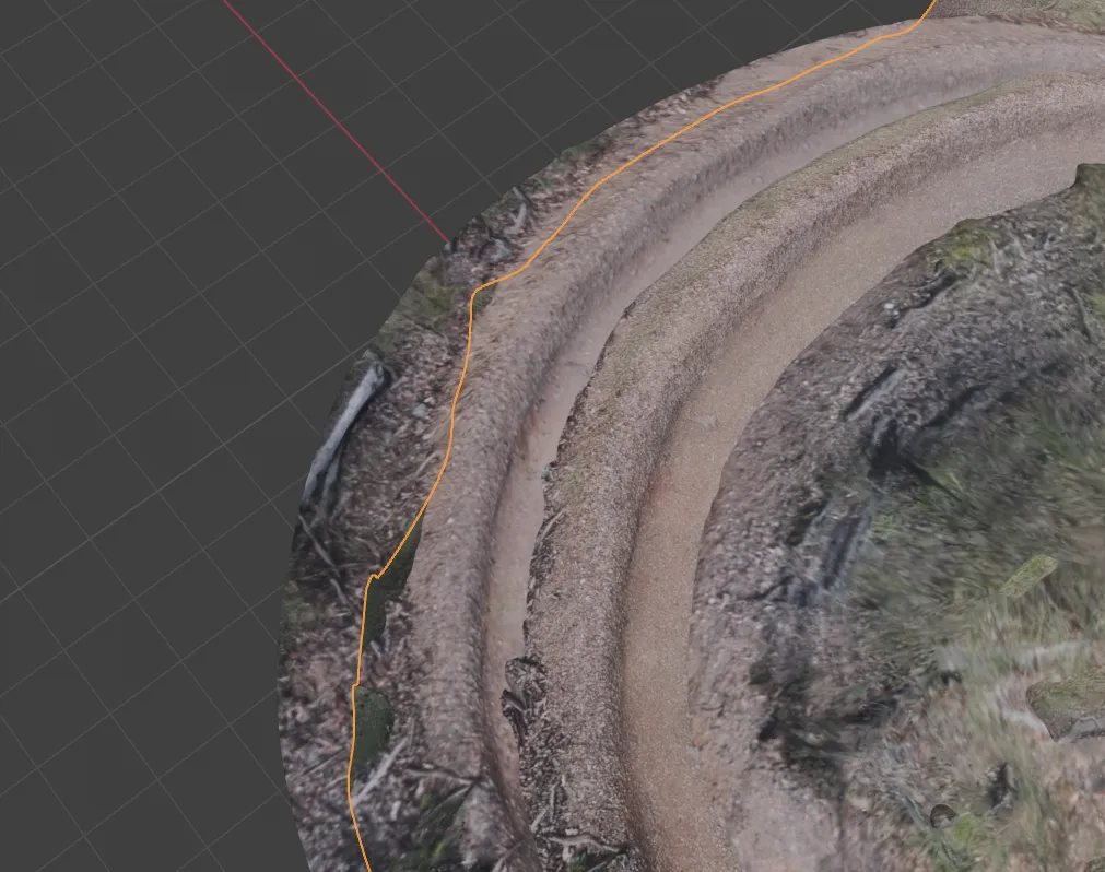 Two 3D scanned models of a mountain bike trail overlapping each other